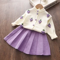 vigarelyan baby girls clothes kids set autumn cartoon grape clothing set new kids knitted sweet outfit children clothes suit new