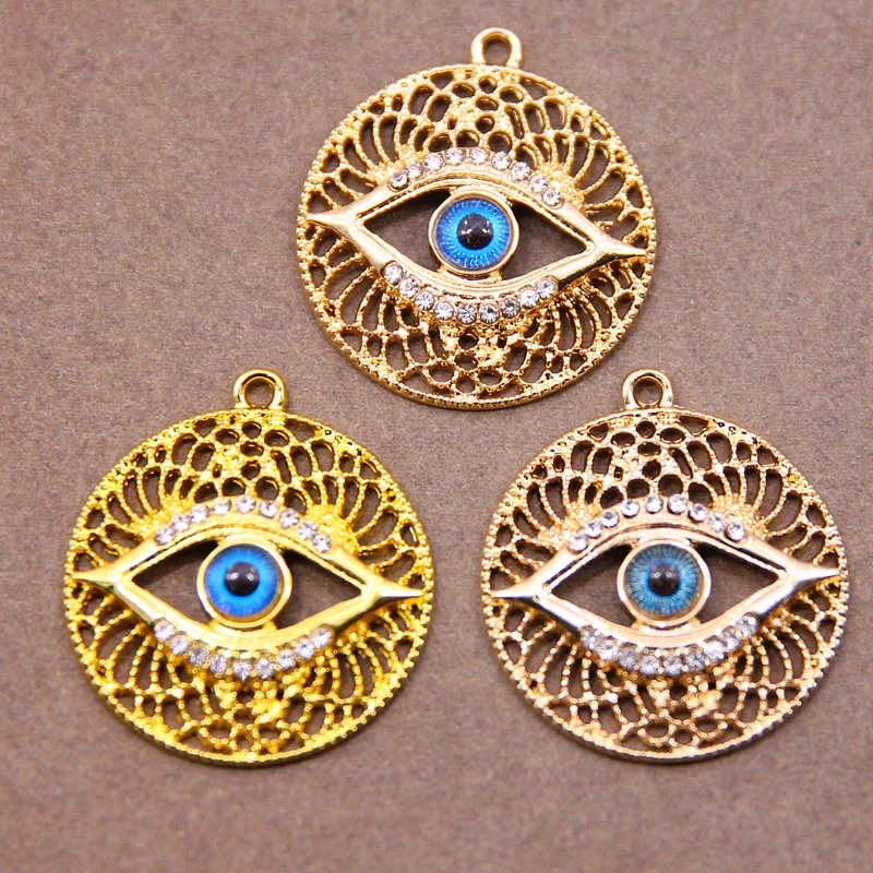 

Модное ожерелье Lucky Eye из смолы с микро-инкрустацией, 6 шт., 30 мм, овальное ожерелье KC золотого цвета с овальной подвеской, ожерелье, ювелирные ...