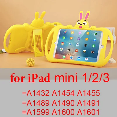 y mini 123 Силиконовый чехол для iPad air 2, 9,7 дюймов,,, детская подставка с милым Кроликом, чехол для планшета для iPad mini 2, 3, 4, 5, чехол - Цвет: y mini 123