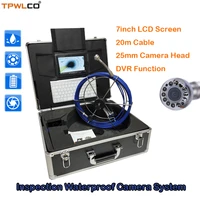 20m cable 25mm video industrial camera 7 tft color display endoscope drain inspection camera system with dvr and keyboard