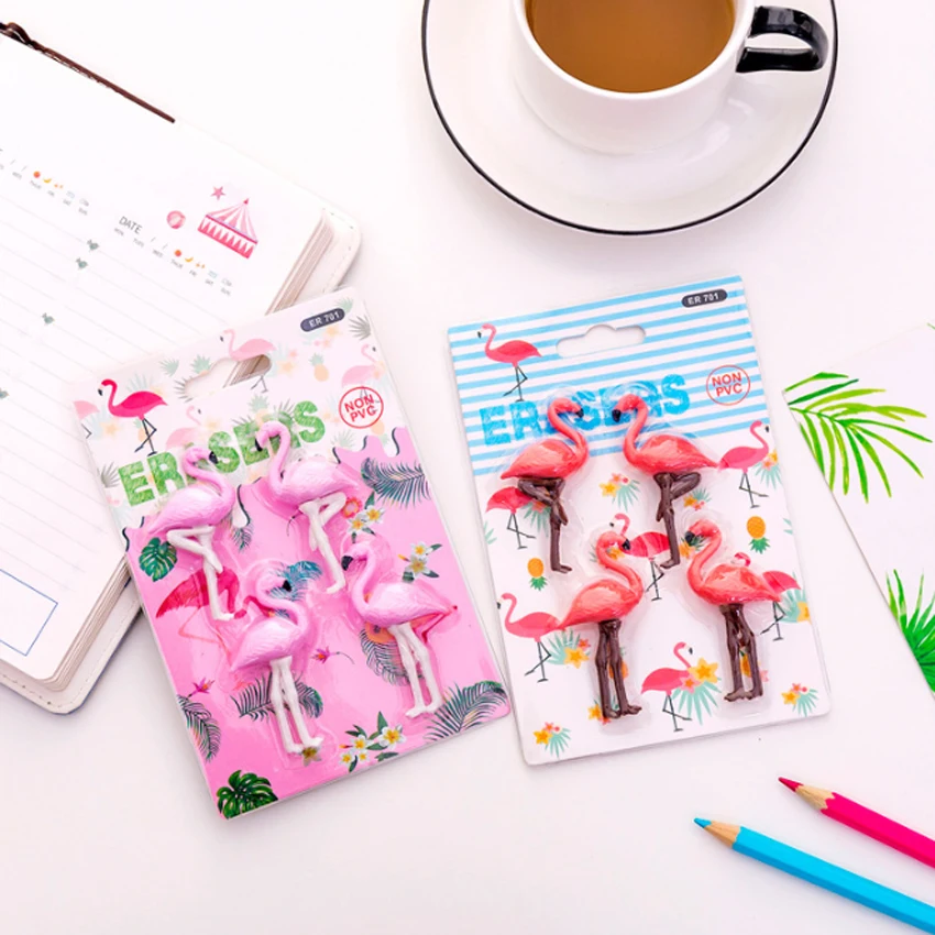 4 шт./упак. Kawaii Фламинго Форма карандашный ластик вечерние подарок Ластики для