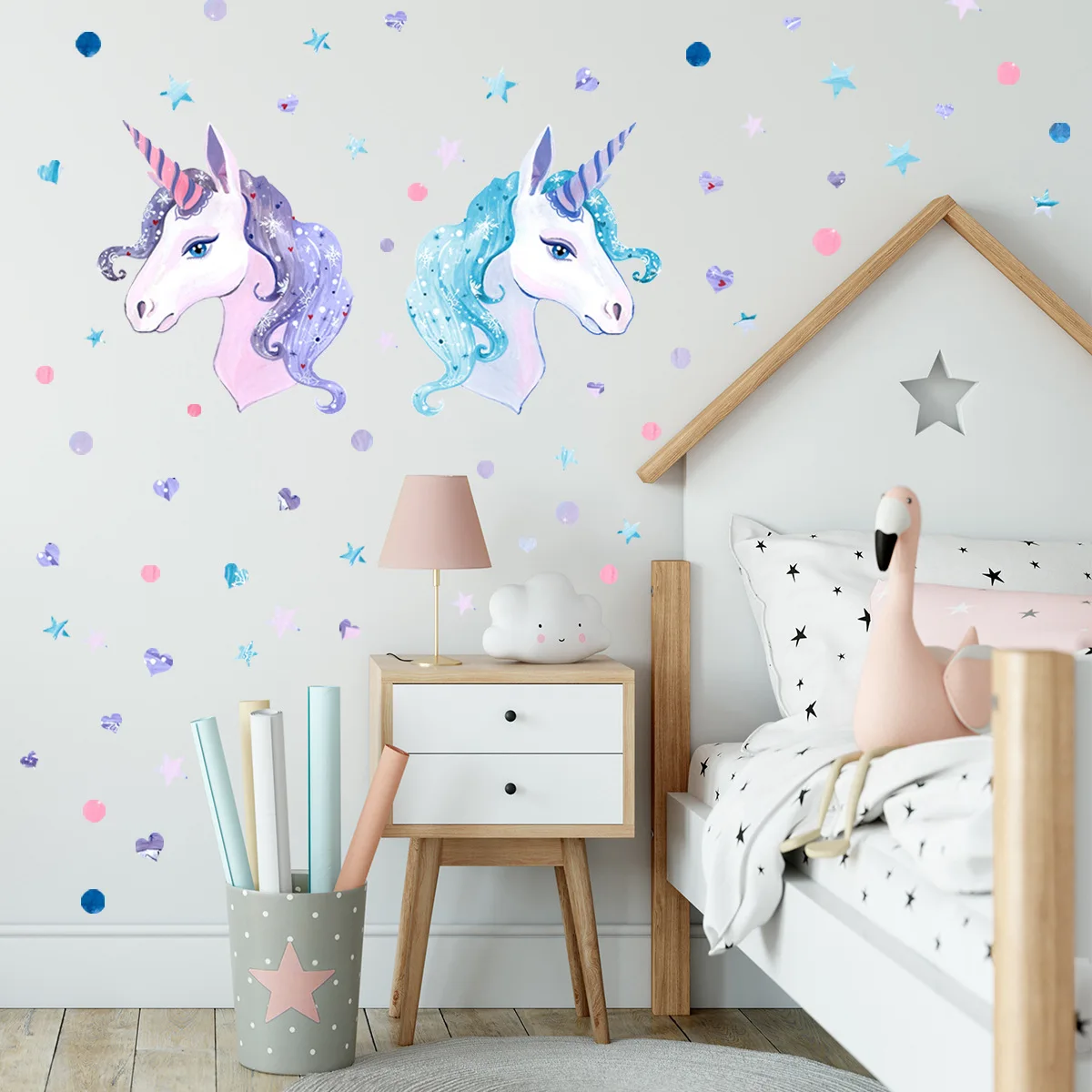 

Personality Creative Cartoon Unicorn Love Stars Dot Wall Stickers Children's Room Decoration Wall Stickers