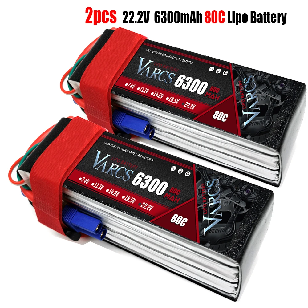 

2PCS VARCS Lipo Batteries 2S 7.4V 11.1V 14.8V 22.2V 6300mAh 80C/160C for RC Car Off-Road Buggy Truck Boats salash Drone Parts