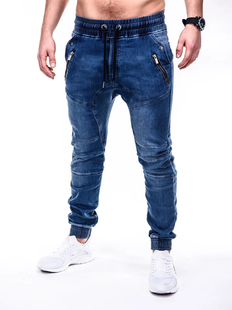 

Man Blue Vintage Stretch Cotton Jeans Business Casual Classic Style Denim Male Zipper Frenum Ankle Banded Casual Pants S-3XL