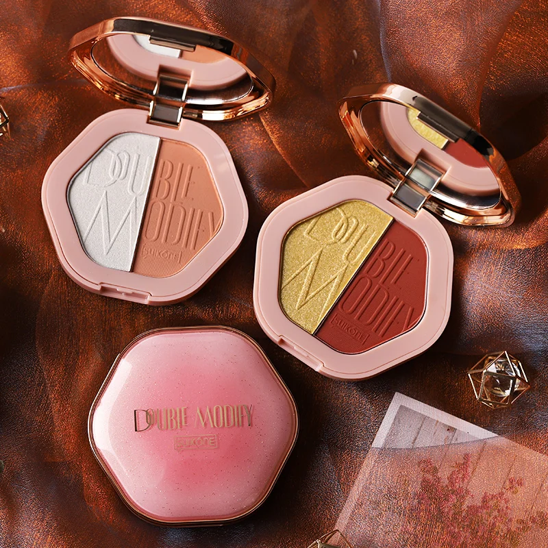 Новая Красота Румяна уход за лицом пудра хайлайтер гладкий персиковый цвет