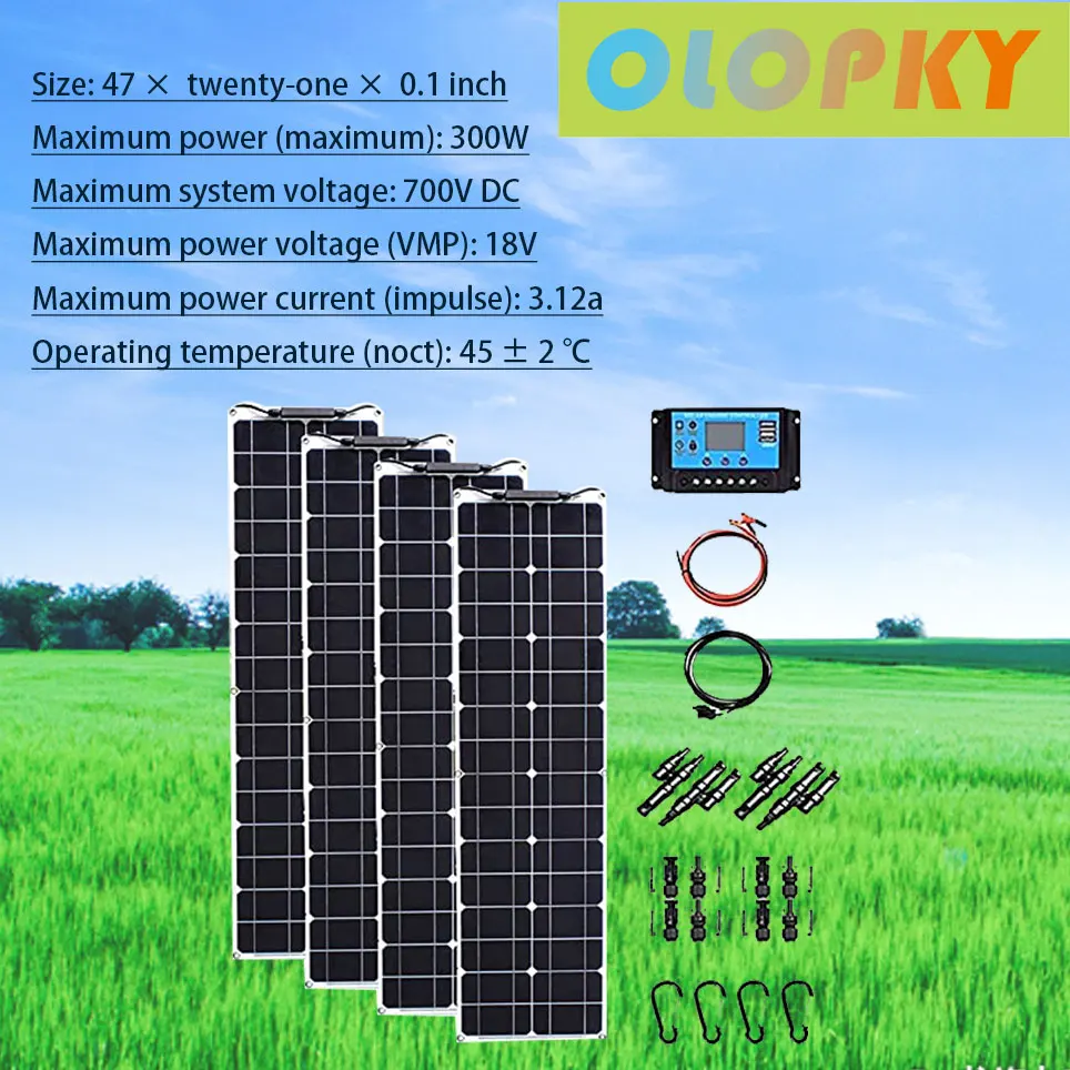 

Панель солнечных батарей 600 Вт, 218 В, контроллер солнечных батарей × 20 А применимо к большому наведу, отправке в автономном семейном помещени...