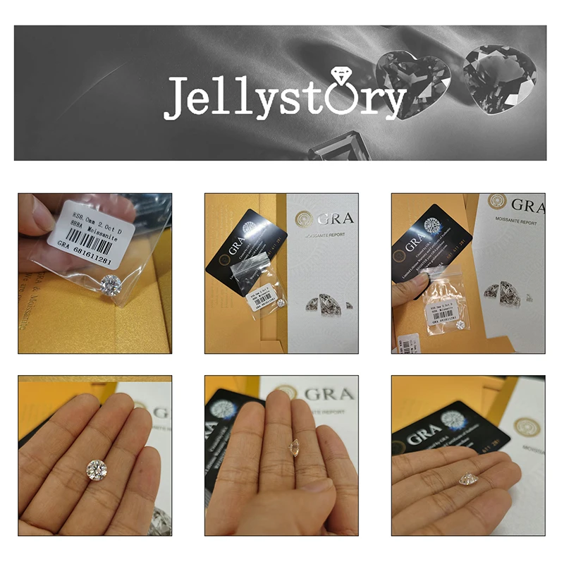 

Jellystory Moissanites 5mm D EF GH IJ Color Round Brilliant Cut VVS Wedding Rings Bracelet Jewelry Accessories with Certificate