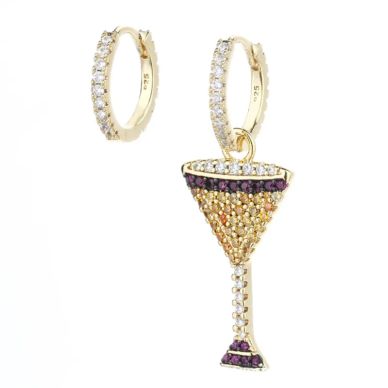 

S925 Sterling Silver Cocktail Glass Earrings Female Fashion Personality Simple Cute Style Custom Fine Jewelry Holiday Gift