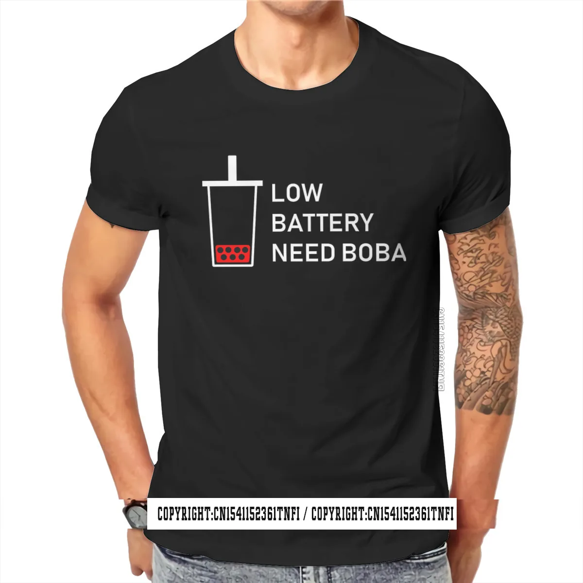 

Bubble Tea Lover LOW BATTERY NEED BOBA Classic T Shirt Harajuku Homme Top Quality Tshirt Loose O Neck Streetwear