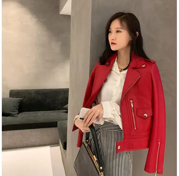 

Leather coats for women's tight clothes, sheepskin coats for motorcyclists, leather coats for streets, 2020, free delivery