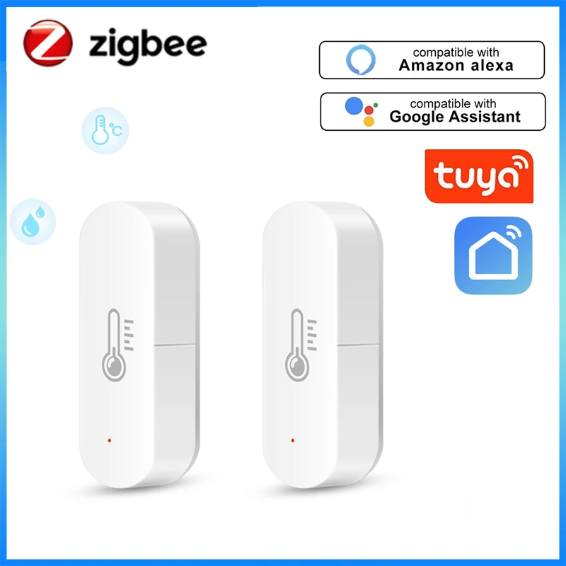 

Датчик температуры и влажности Tuya ZigBee для умного дома, работает на батарейках с Google Assistant и Tuya Zigbee Hub