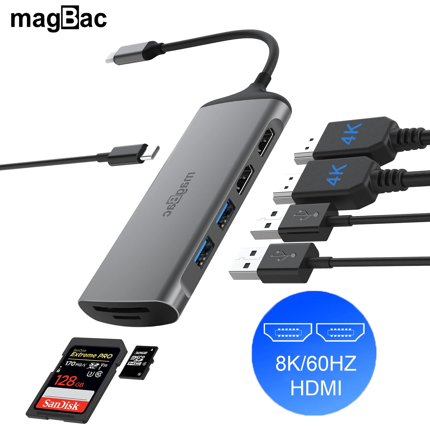 Док станция для ноутбука C05 с двумя мониторами USB C 2 порта 100 Гц|USB-хабы| |