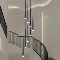 nordic tube chandelier led long cone lamp kitchen restaurant bar decorative modern staircase long chandelier