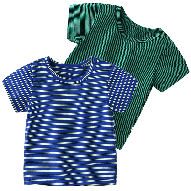 

Хлопковые футболки для мальчиков, разноцветные, в полоску, с круглым вырезом