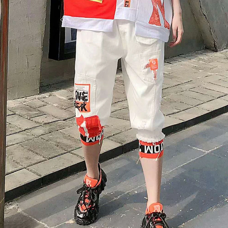 Женские рваные джинсы Max LuLu Винтажные эластичные брюки-султанки в Корейском