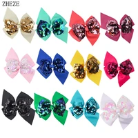 20pcslot 2022 new 4 5 reversible sequin bows with clips grosgrain ribbon chic hairpin hair accessories