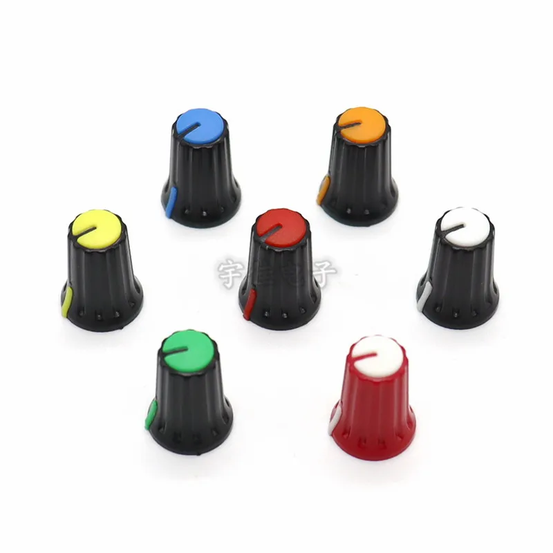 10-Piece Two-Color Plastic Knob Flower Shaft / D Flower Inner Hole 6mm Potentiometer Switch Adjustment Knob - 12 * 16.5mm image 3