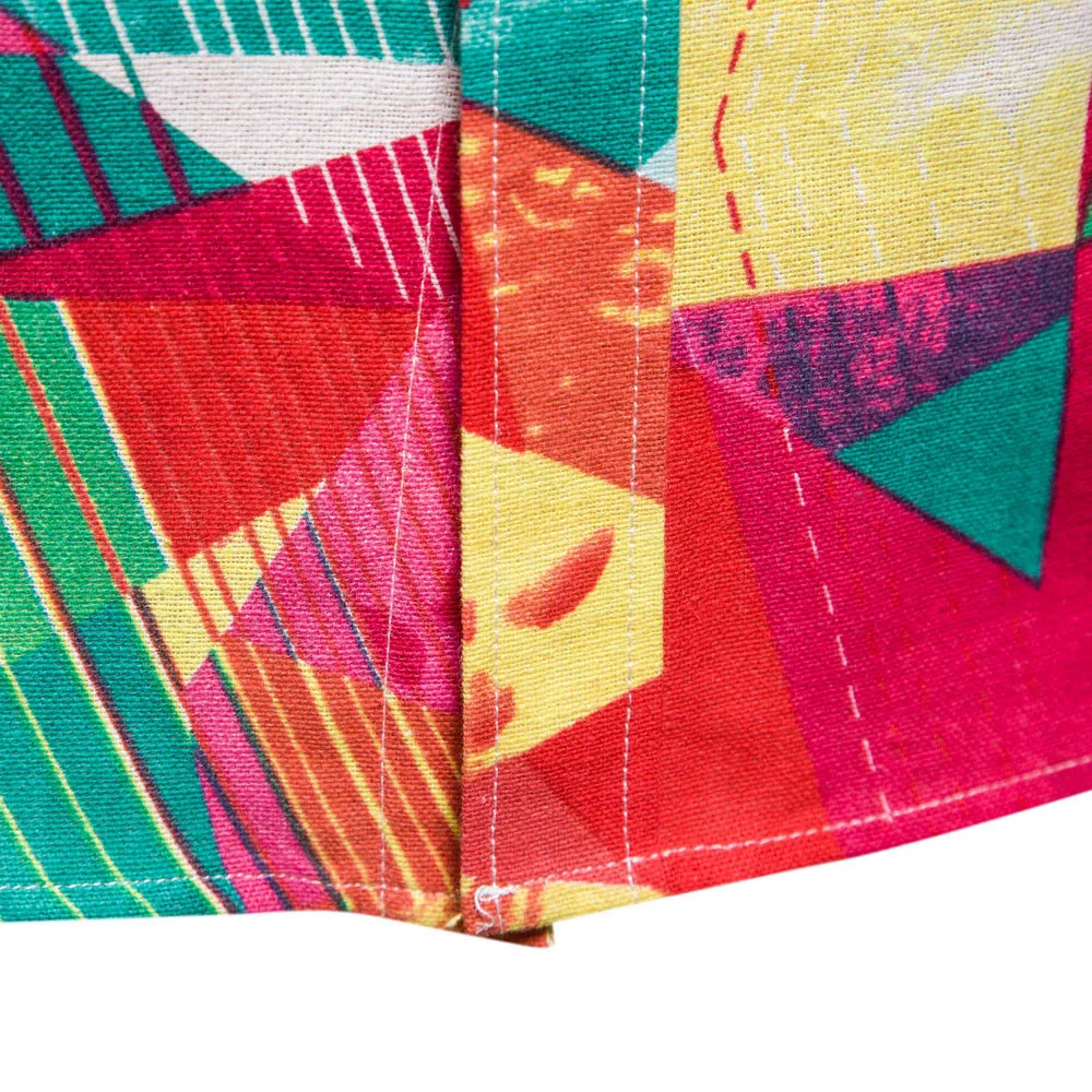 

New lapel men's shirt cotton and linen short sleeve fashion color block contrast color shirt high quality men's casual shirt