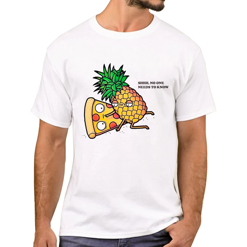 TEEHUB Pizza And Pineapple No One Needs To Know Printed Men T-Shirt Forbidden Love T Shirts Short Sleeve Tshirts Cool Tee | Мужская