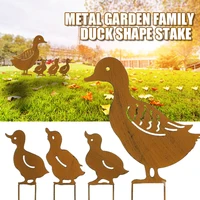 1 set metal garden family duck animal stake decoration outdoor yard ducklings sculpture ornament supplies