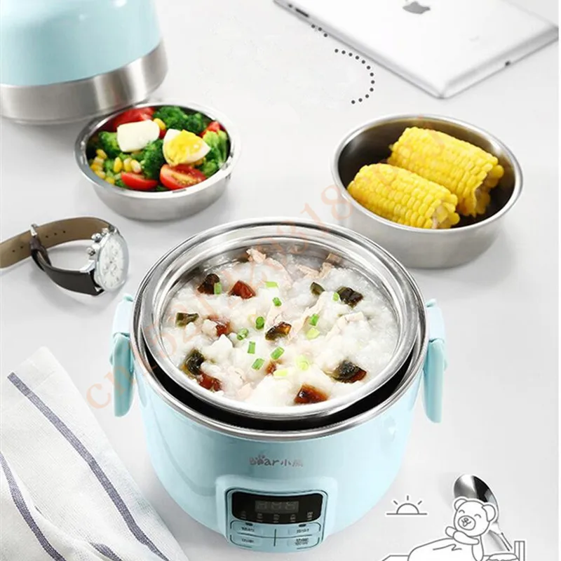 

220V Bear Multifunctional 3 Layers 2L Electric Rice Cooker Portable Stainless Steel Intelligent Electric Heating Lunch Box