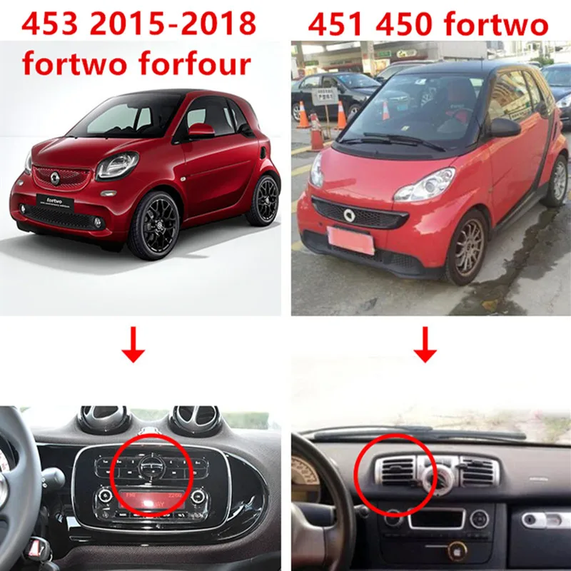 car mobile phone holder for smart 453 fortwo forfour 451 450 accessories air outlet cell phone brache interior supplies free global shipping