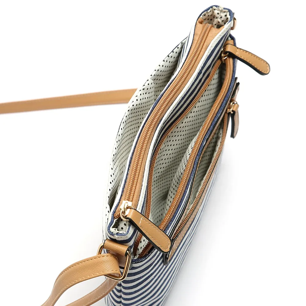 Женская сумка полосатая через плечо холщовые сумки-мессенджеры на молнии