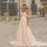 romantic lace appliques wedding dresses a line off the shoulder bride dress heart shaped neck bridal gowns vestidos de novia