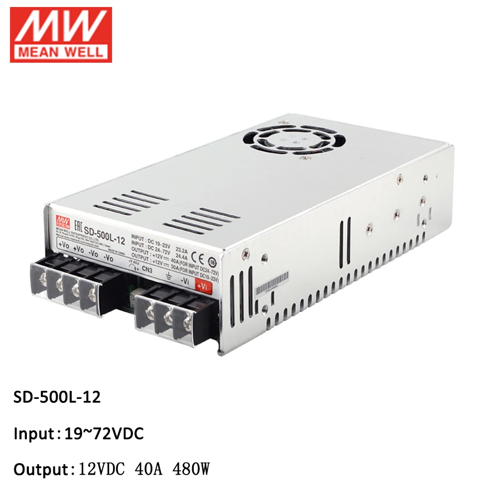 Источник питания MEAN WELL SD-500L-12 500 Вт 19 ~ 72 В постоянного тока в 12 40 А 480 DC-DC импульсный