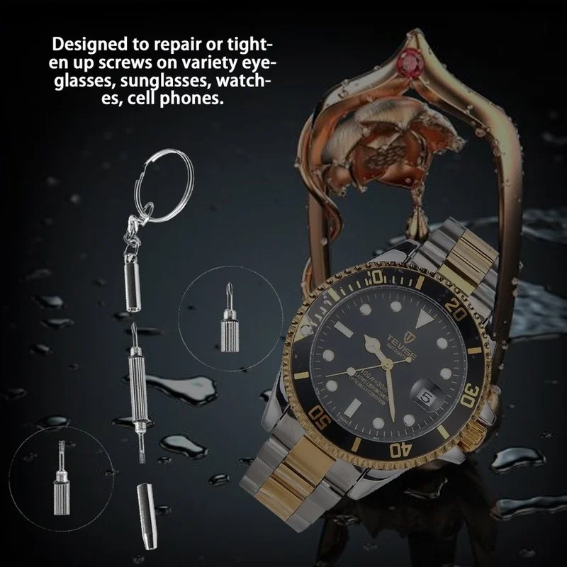 

Multifunction Eyeglass Screwdriver Mini Hand Tool 3-in-1 Eyeglass Screwdriver Sunglass Watch Repair Kit with Keychain