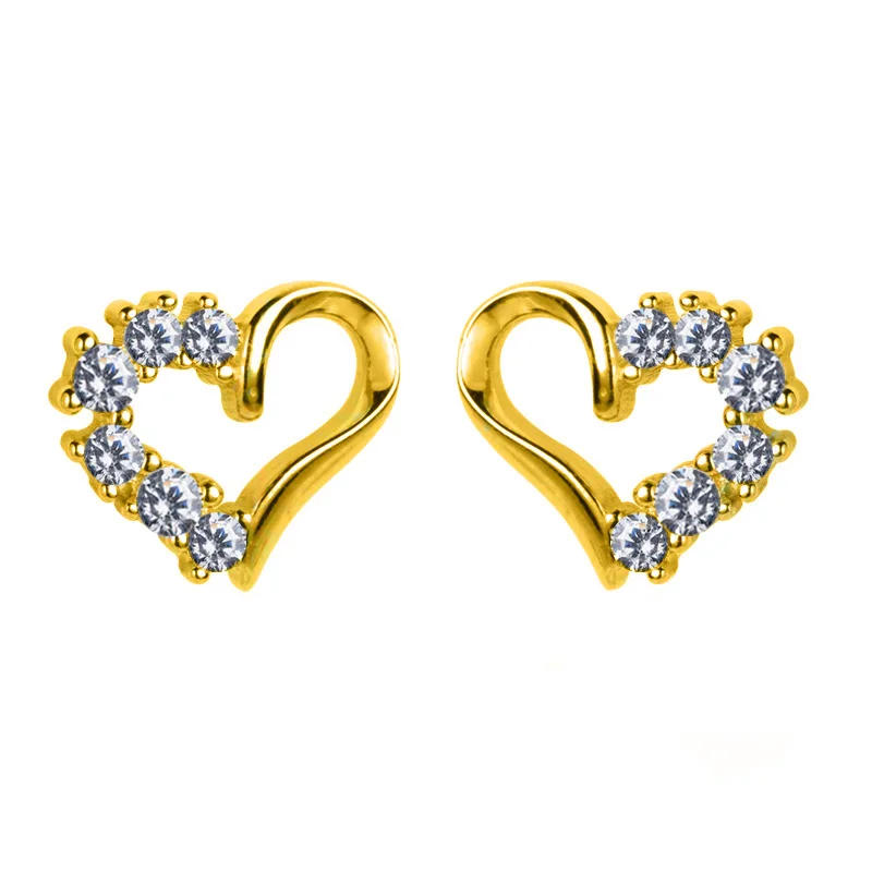 G2242 Gold Trusta 925 пробы серебряные ювелирные изделия женские модные милые миниатюрные маленькие серьги-гвоздики любовь подарок для девочек Дети Леди DS196 - Окраска металла: G2242 Gold