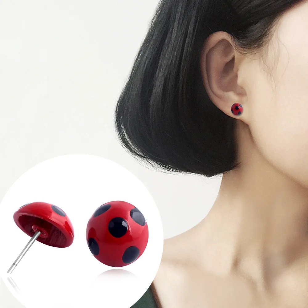 Милые серьги с божьей коровкой божья коровка черная кошка черный цвет океан