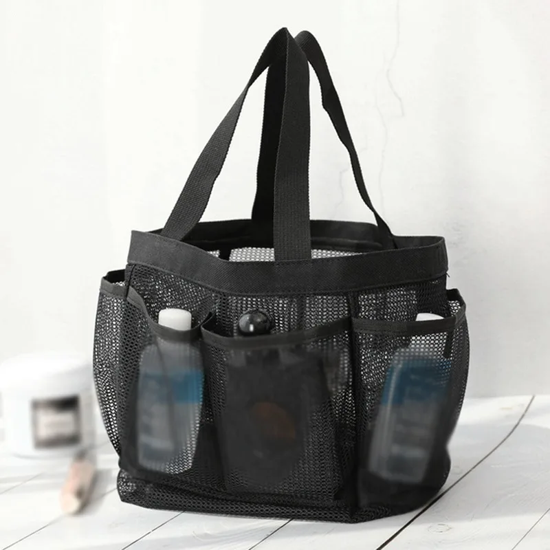 

Hand Net Eye Beach Bath Bath Swimming Bath 8 Pocket Mesh Transparent Travel Wash Bag ZP-025 Bathroom Basket Gray 2021 summer new
