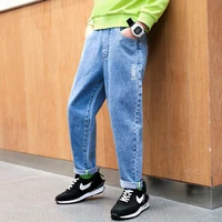 2021 blue baby spring autumn jeans pants for boys children kids trousers clothing teenagers gift home outdoor high quality
