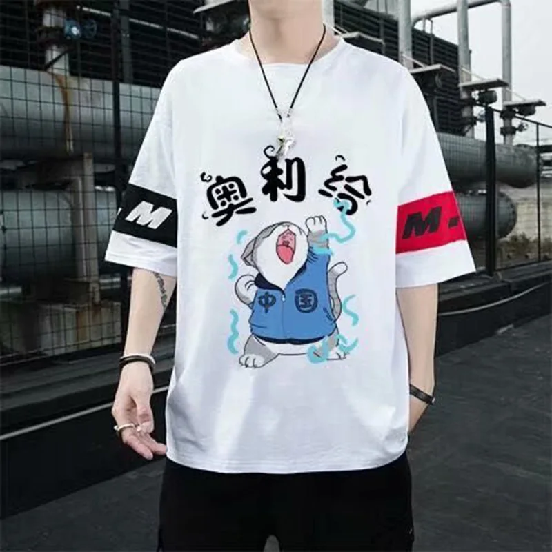 Хлопковые мужские футболки модная уличная одежда Harajuku интересный узор топы