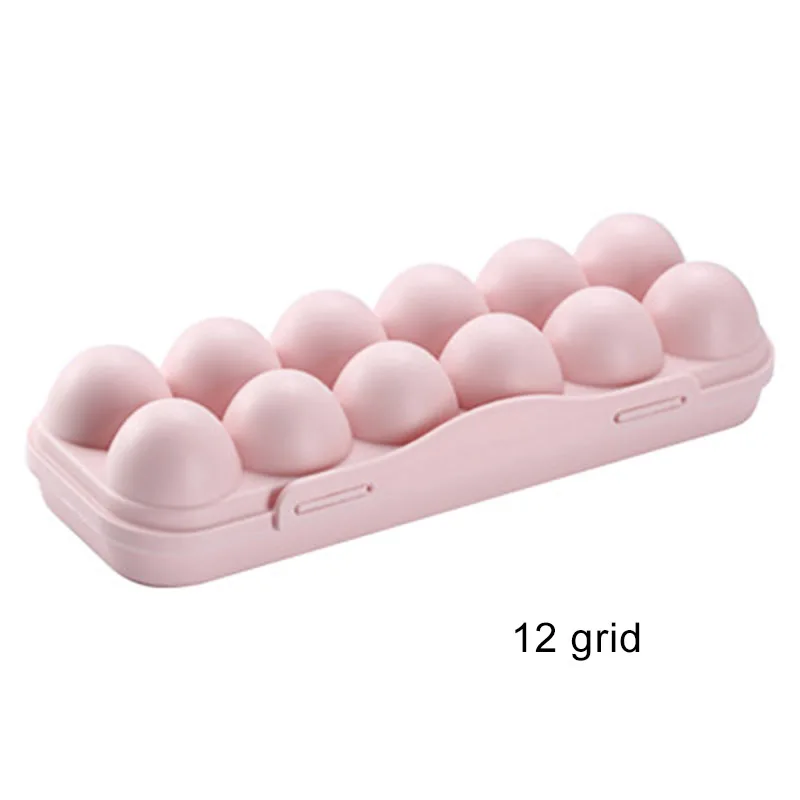 pink-12 grid Пластиковые яйца ящик для хранения несколько сетки держатель коробка для холодильника контейнер для яиц коробки PI669 - Цвет: pink-12 grid