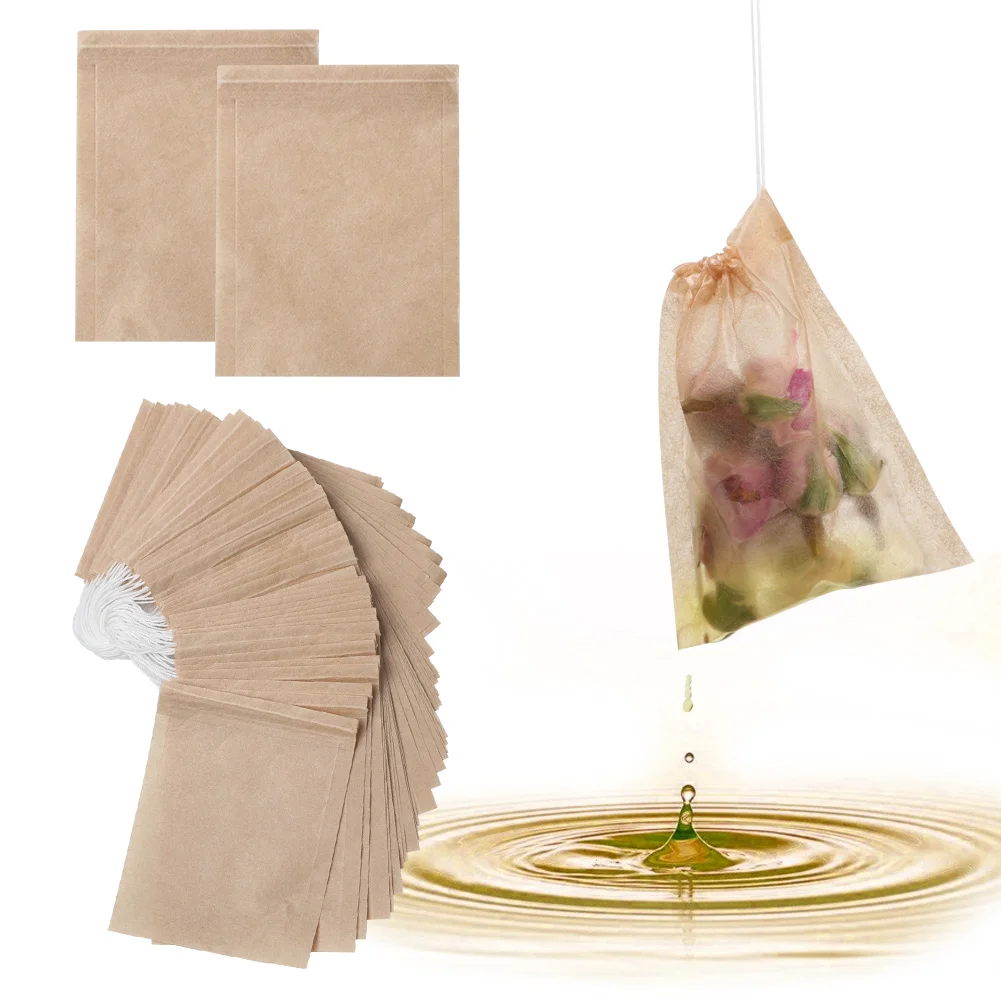 

300pcs Infuser Drawstring Tea Bag Portable Unbleached Disposable Natural Empty Filter Paper Strong Penetration Kitchen Non-toxic