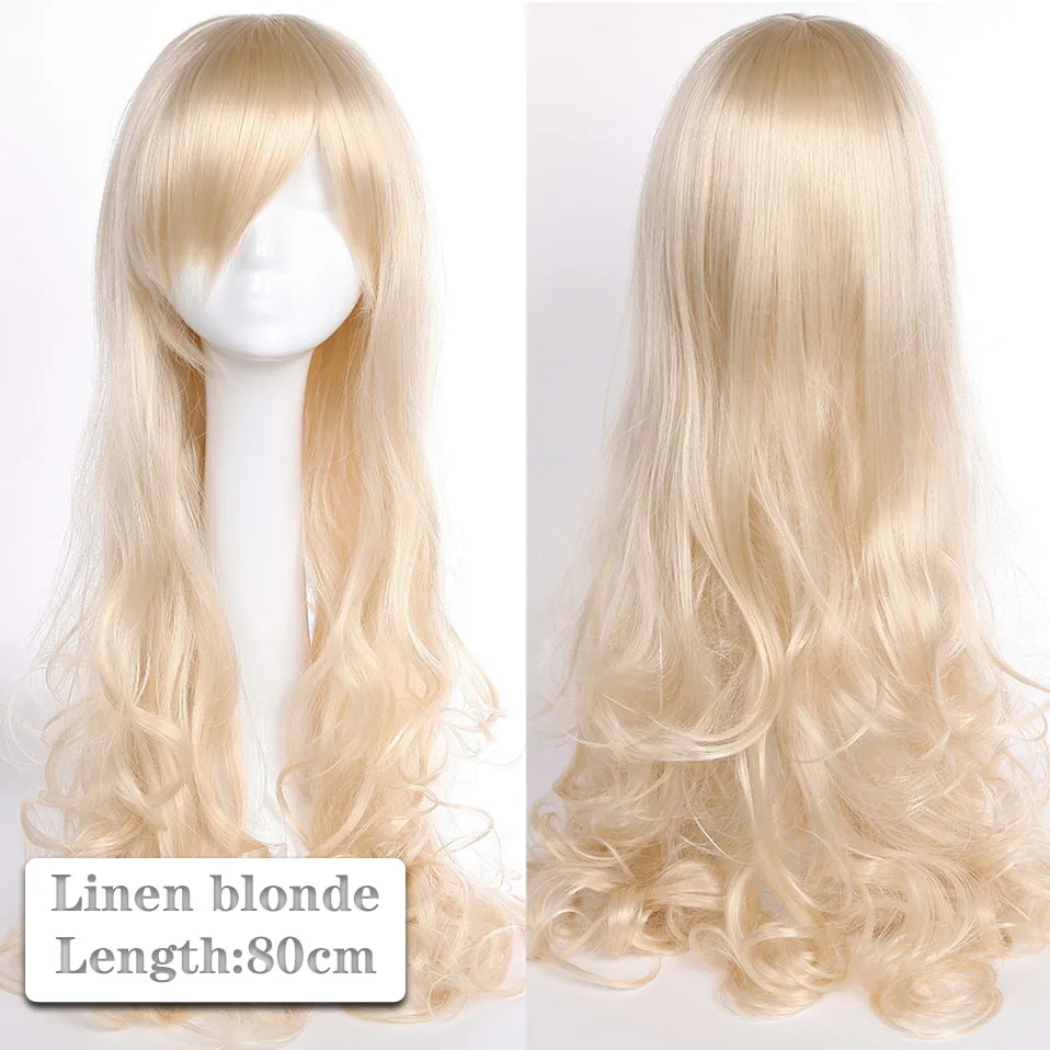 linen blonde SNOILITE 80 см Длинные Синтетические волосы Аниме парик для женщин термостойкие волокна шиньон Розовый Красный Фиолетовый Прямые Вечерние парики для косплея - Цвет: linen blonde