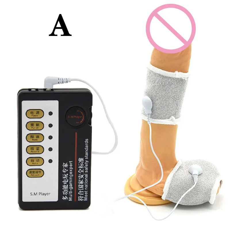 

Electric Shock Penis Ring Scrotum Sleeve Cock Ring Therapy Massage Conductive Fiber Electro Stimulation Medical Sex Toys for Men