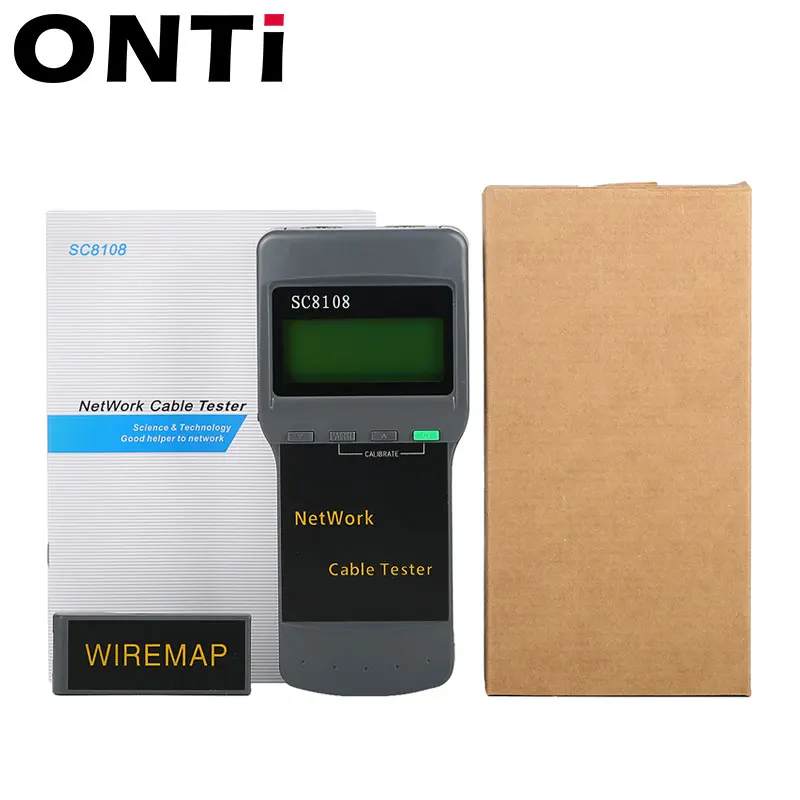 ONTi Портативный ЖК-тестер для сети и LAN Кабельный тестер телефона измеритель с