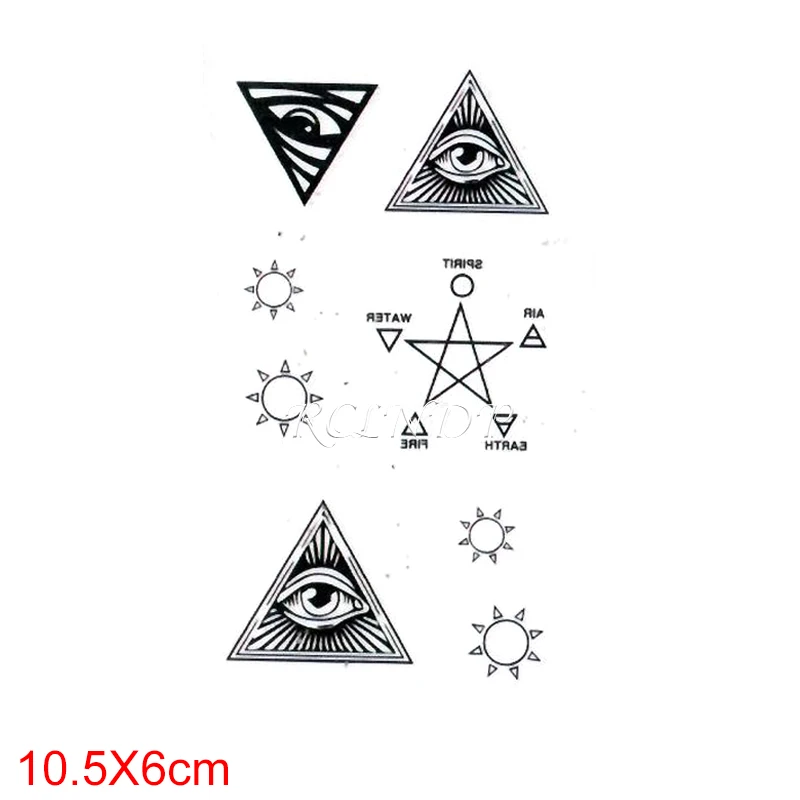 Водостойкая Временная тату-наклейка треугольные глаза солнце звезда тотем Ele