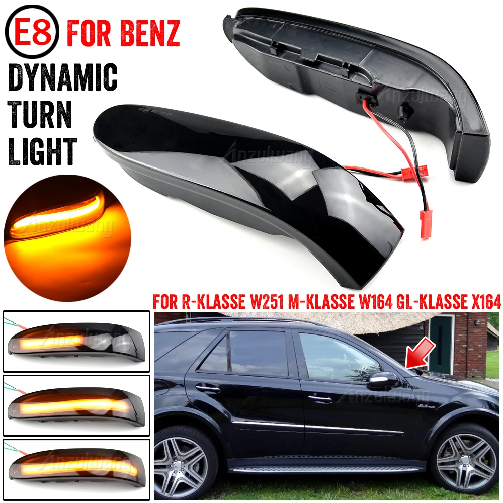 

LED Dynamic Turn Signal Light Side Mirror Suquential Lamp For Mercedes-Benz M ML GL Class W164 X164 W251 ML350 ML300 R300