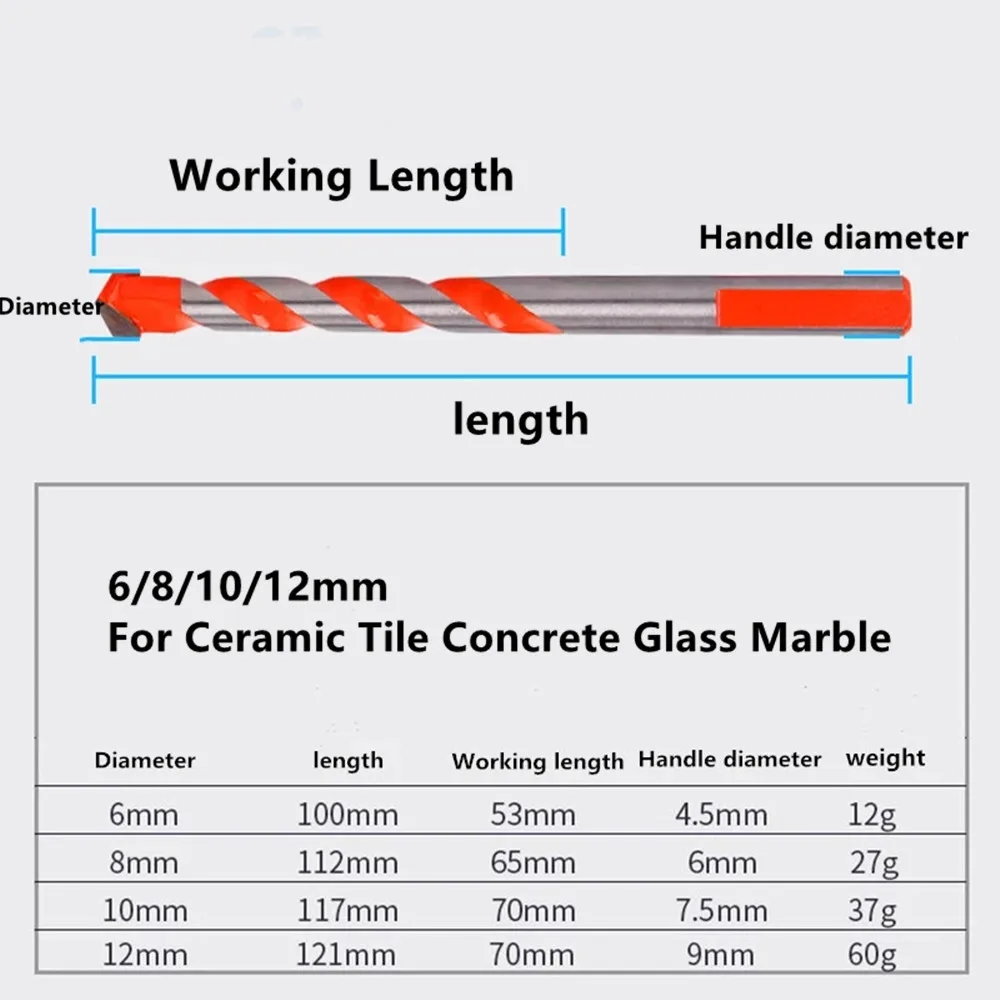 

1PC Multifunctional High Quality Drill Bits Construction Ceramic Triangle Drill Bit Set For Ceramic Tile Concrete Glass Marble