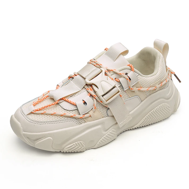 Мужские кроссовки из сетчатого материала белые удобные для бега на плоской