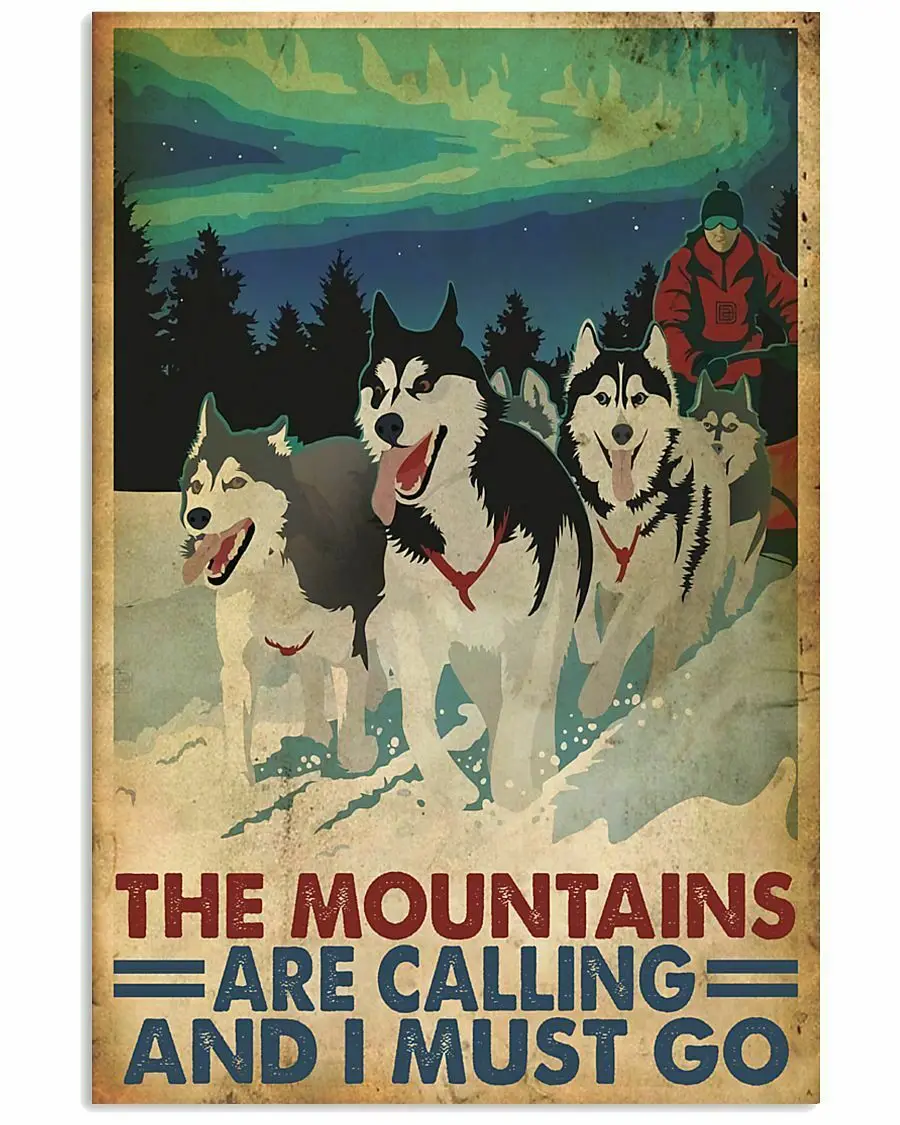 Металлический постер с надписью горы вызывают собаку жестяная металлическая