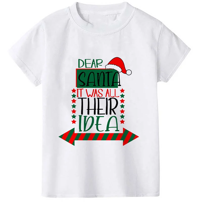 Dear Santa It Was All They Idea Family Matching Clothes Christmas T Shirt Mom Dad Kid Outfit Mother Daughter Son Top Baby Romper | Женская