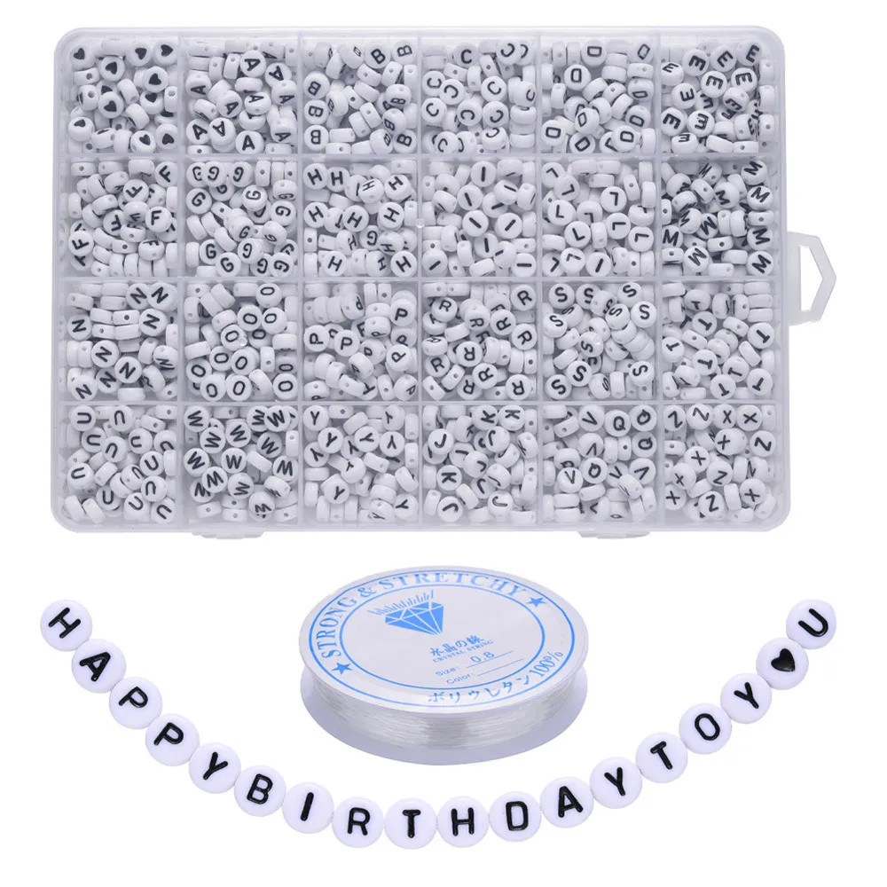 Акриловое волокно 1200 шт./кор. с английскими буквами для изготовления украшений