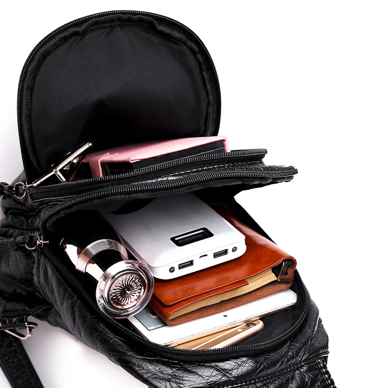 3 в 1 вышивка цветы кожаные рюкзаки для девочек Sac Dos винтажная нагрудная сумка