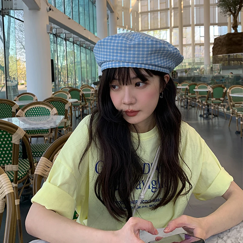 Берет Foux Летняя женская Тонкая Клетчатая Регулируемая Веревка Бейкер мальчик