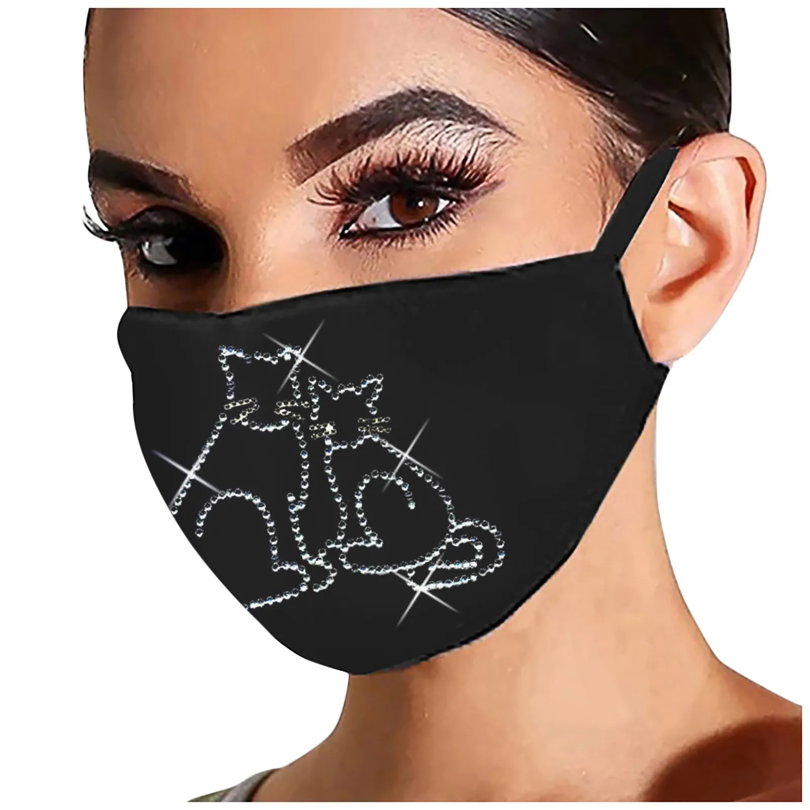 

Fashion Mask Rhinestones Glitter Face Masks Unisex Washable Breathable Ice Cotton Mouth Mask Outdoor Dustproof Mask Mascarillas
